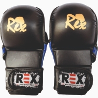 Gel Padded MMA Grappling Gloves Black PU Leather Shooter Model Karate Gloves