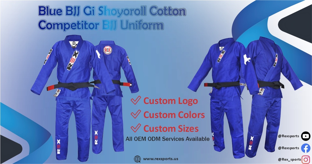 The Best Blue Brazilian Jiu Jitsu Uniform Shyroll Cut 100 Cotton BJJ Gi