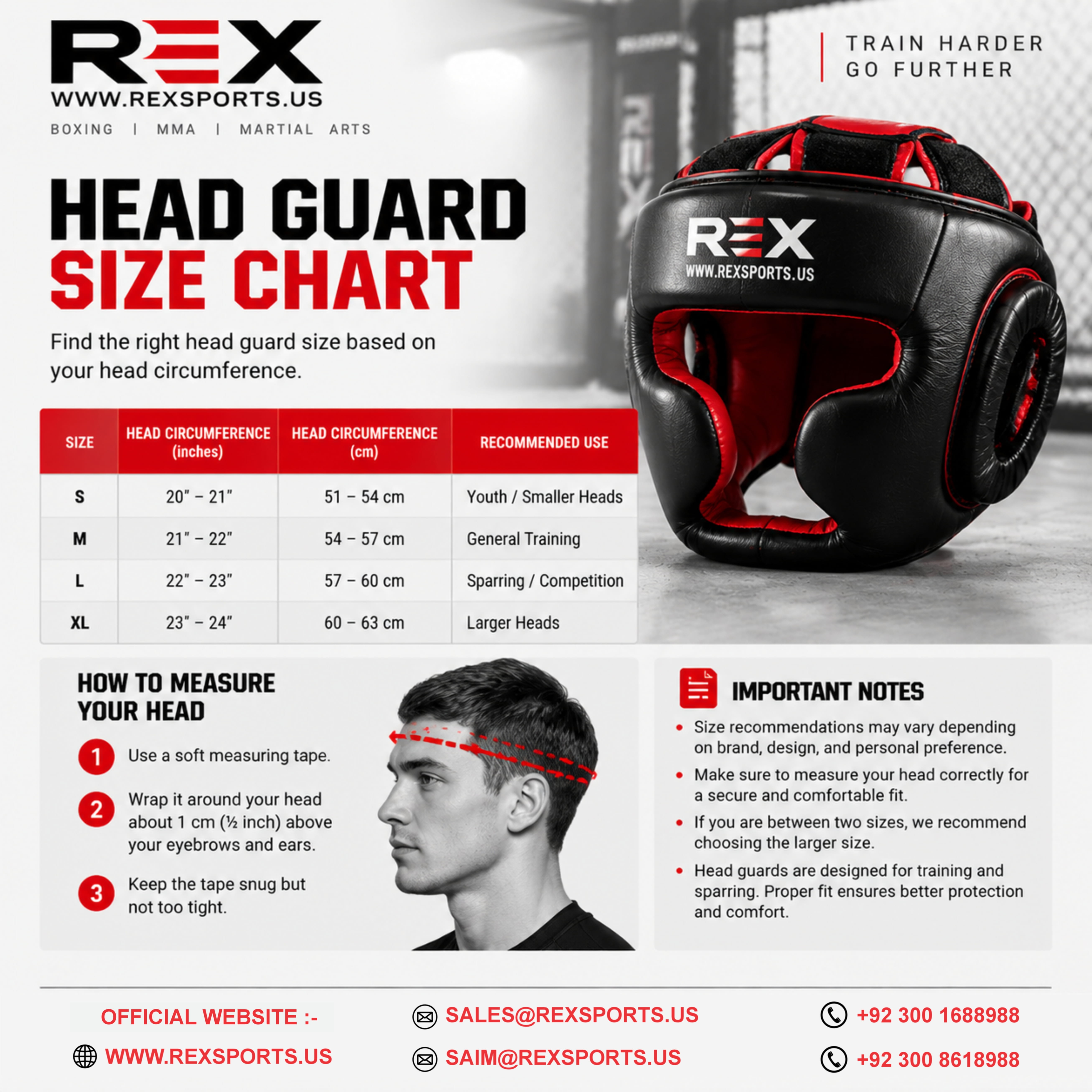 Head Guard Size Chart