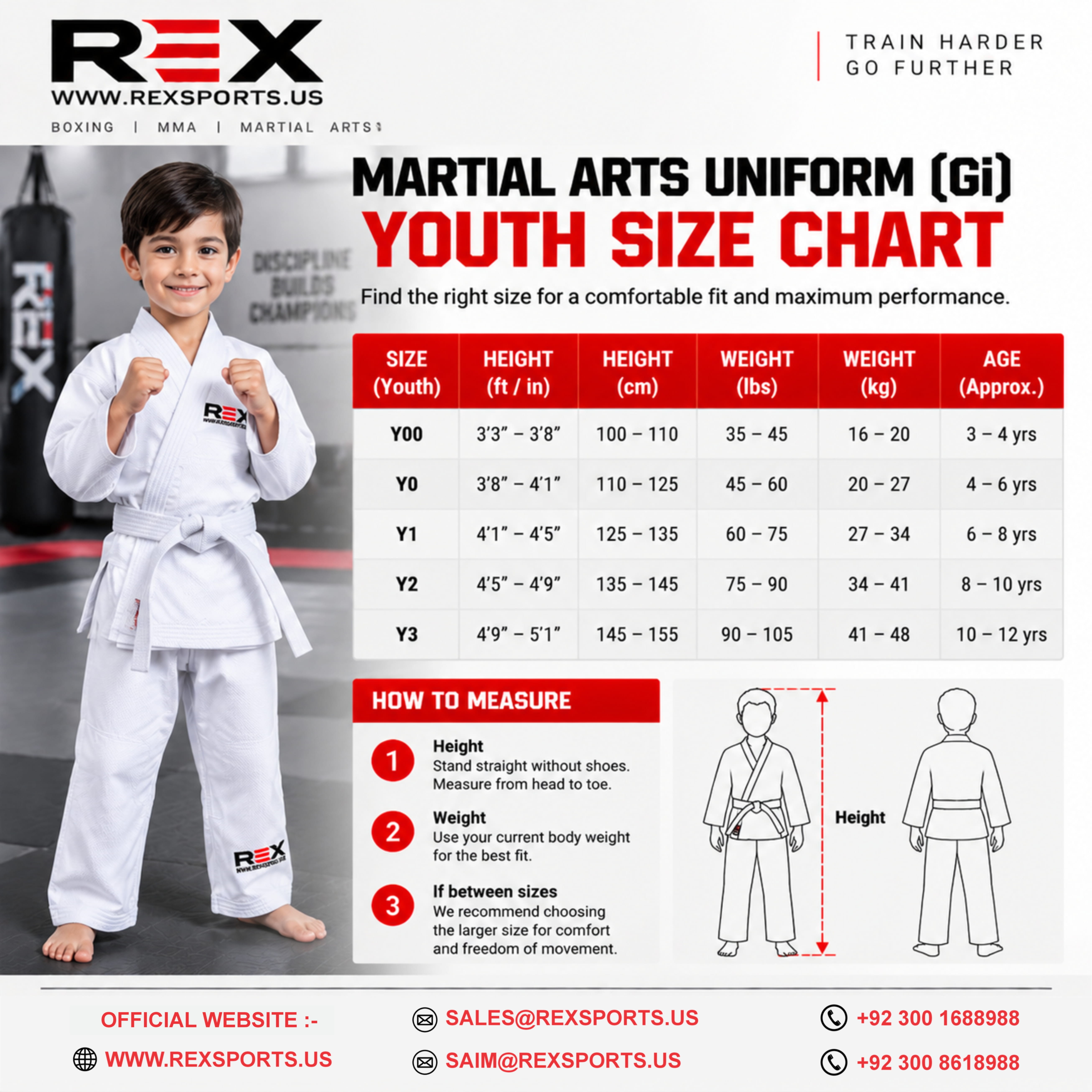 Ju-Jutsu Kids Size Chart