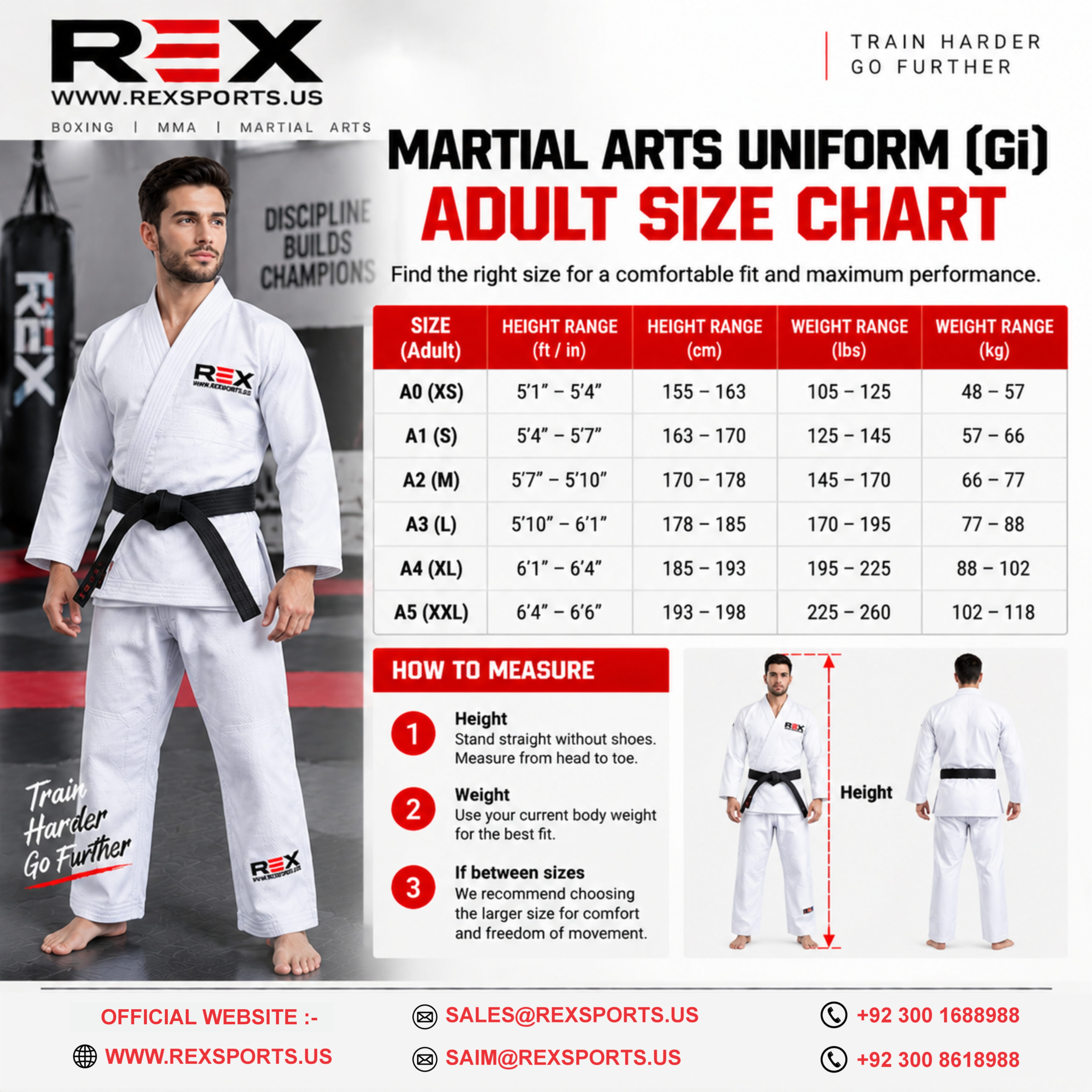 Martial Arts Uniform Gi Adult Size Chart
