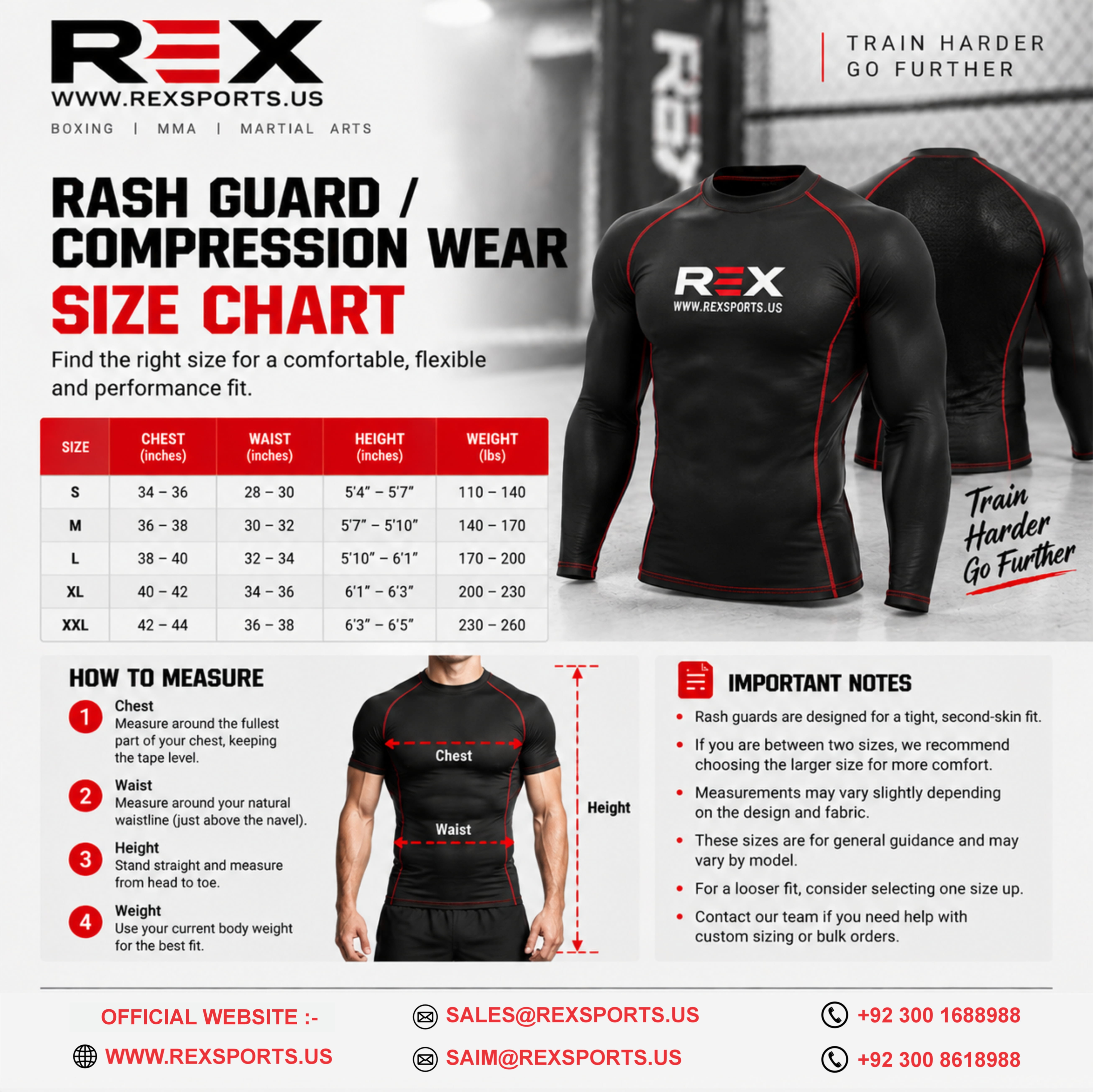 Rash Guard Size Chart