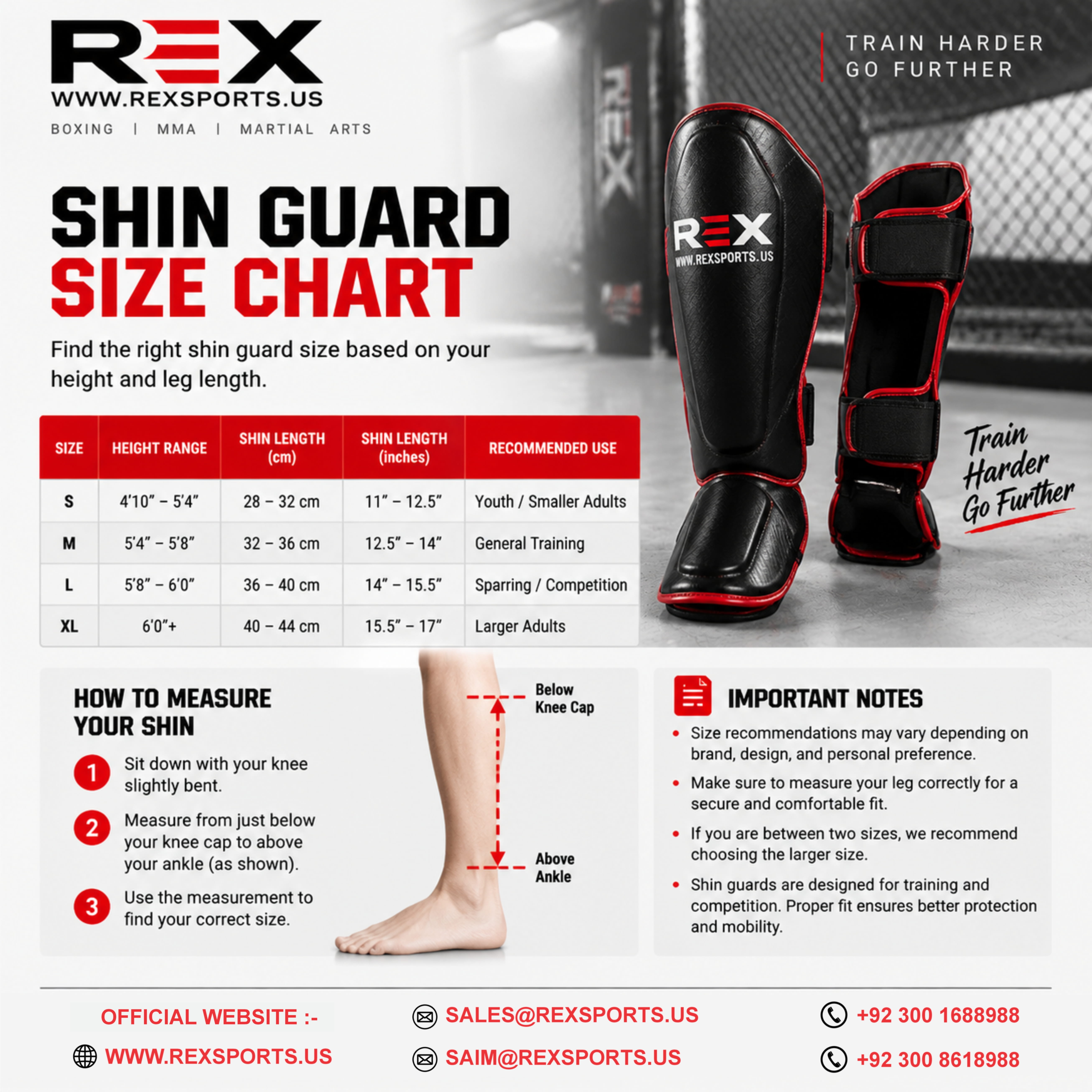 Shin Guard Size Chart
