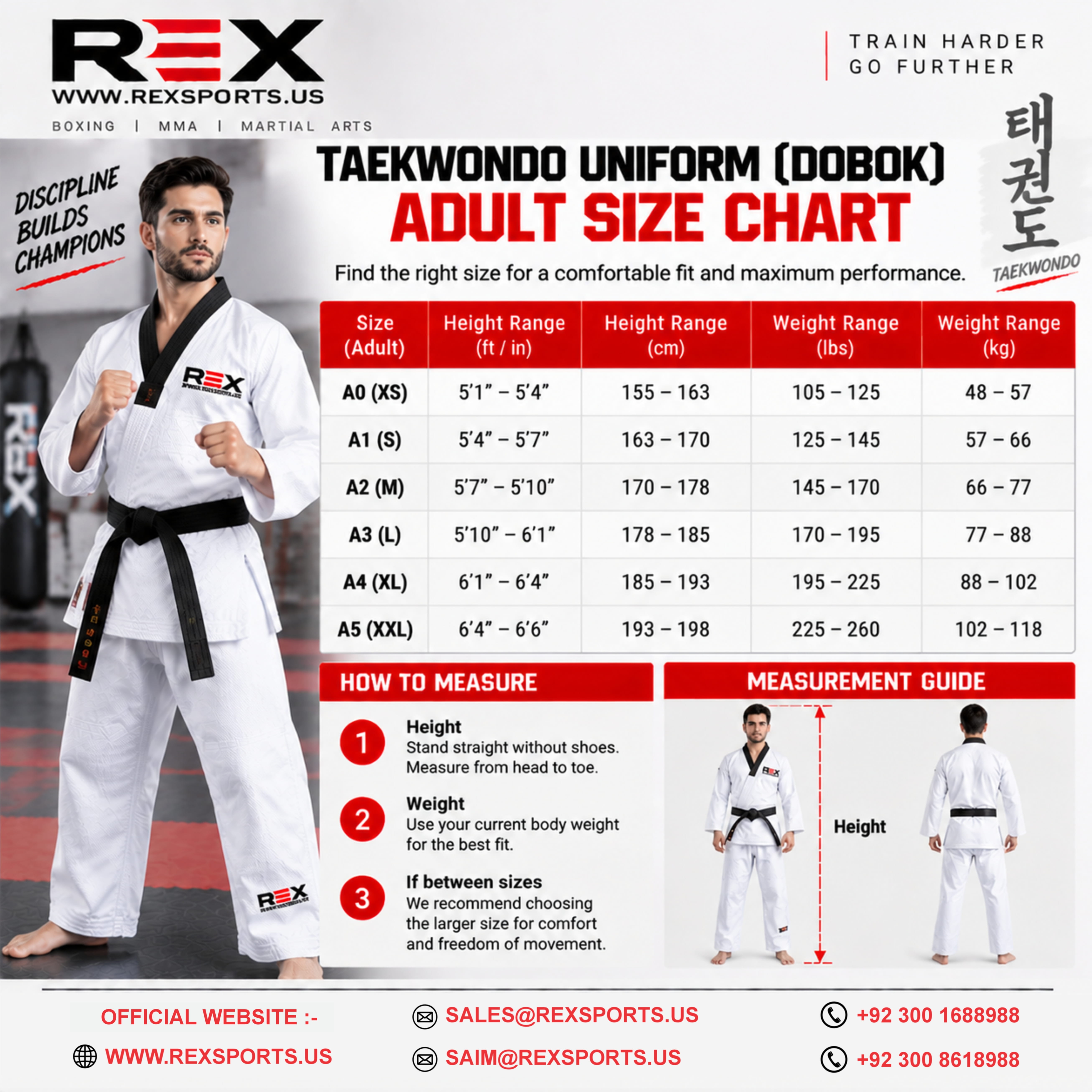 Taekwondo Adult Size Chart