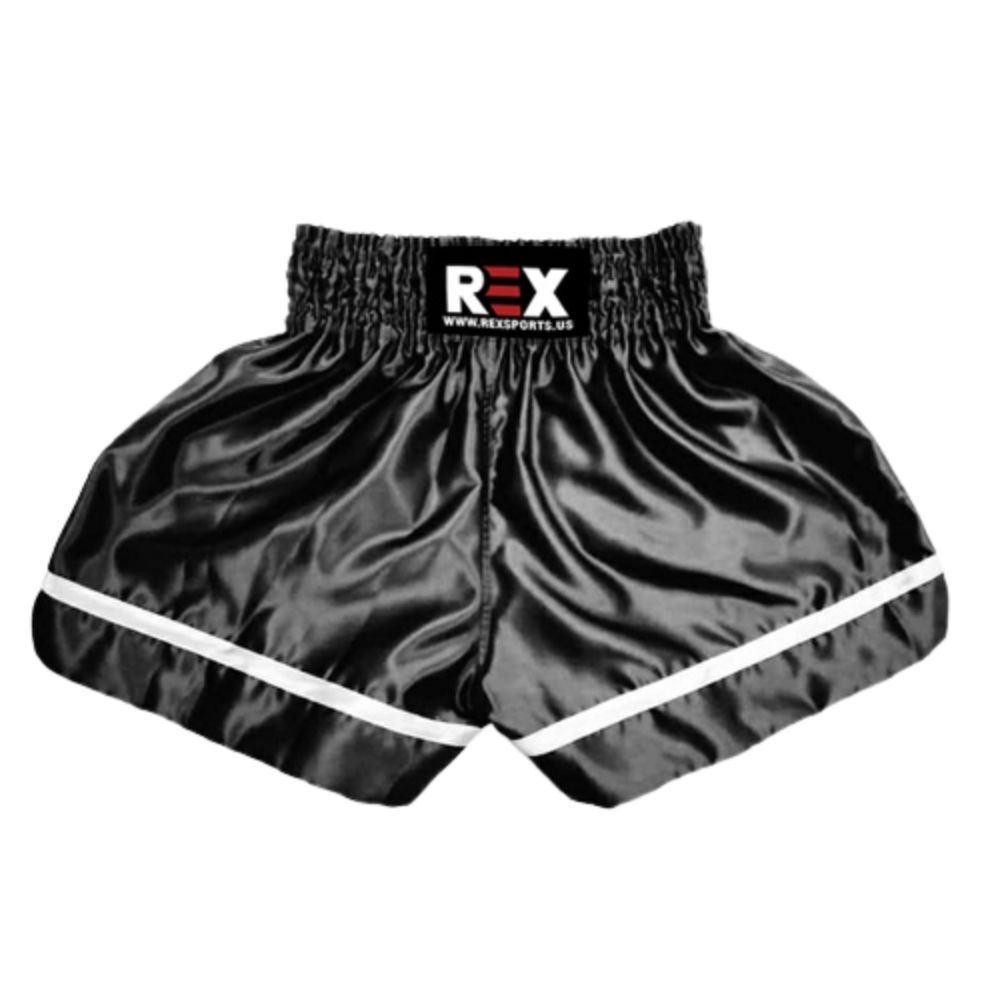 Muay Thai Trunks Kick Boxing Thai Boxing Unisex Polyester Black Satin Shorts 