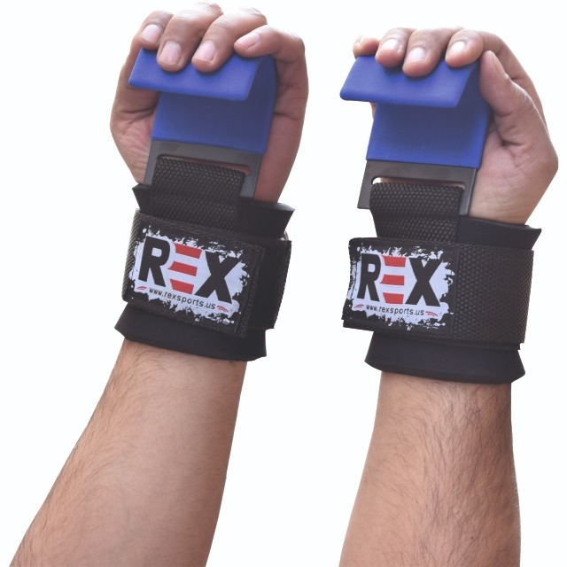 Pro Fitness Weight Lifting Hook BLUE Wrist Strap 1