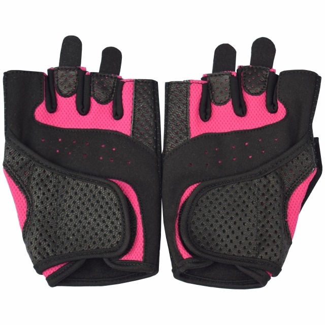 Pink Leather Gym Gloves