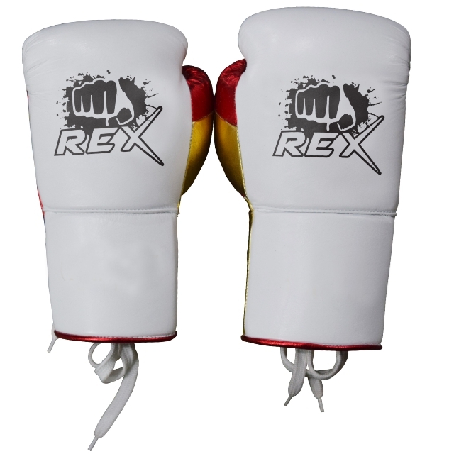 REX White Lace up Fighting & Training Gloves