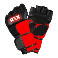 REX Black Leather MMA Grappling Gloves Custom Logo