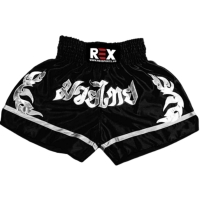 Muay Thai Trunks Kick Boxing Thai Boxing Unisex Polyester Black Satin Shorts