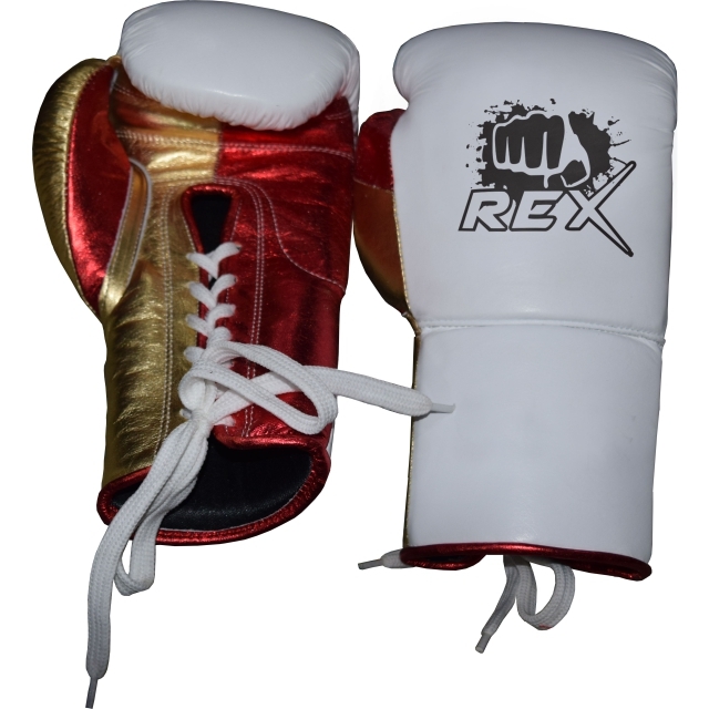 REX White Lace up Fighting & Training Gloves