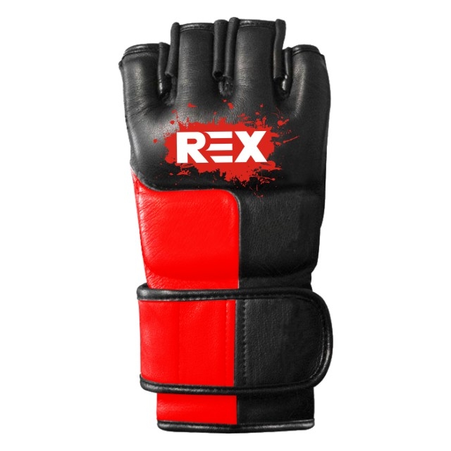 REX Black Leather MMA Grappling Gloves Custom Logo 4