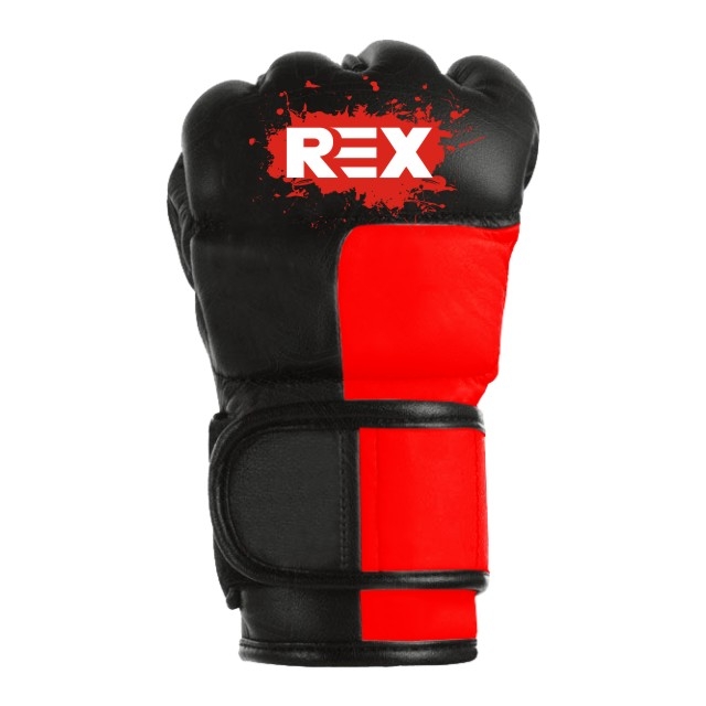 REX Black Leather MMA Grappling Gloves Custom Logo 7