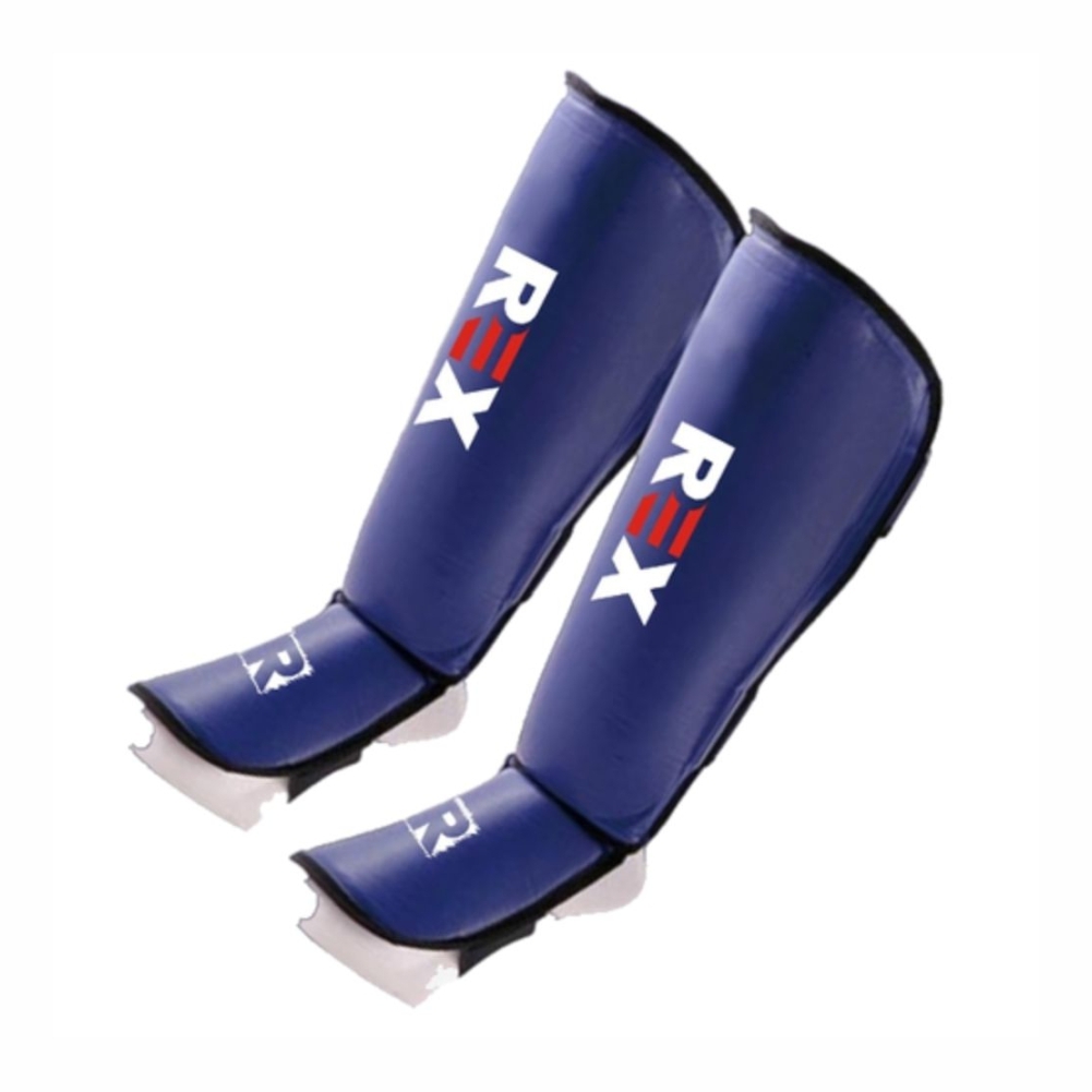 REX Blue Boxing Shin Guards Artificial Leather Shin Pads 