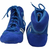 New Style Boxing Fight Custom Sambo Martial Art Shoes Swede Leather in Blue