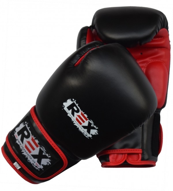 Black Red REX Cheap Professional Artificial Leather Boxing Glove PU Boxing Gloves