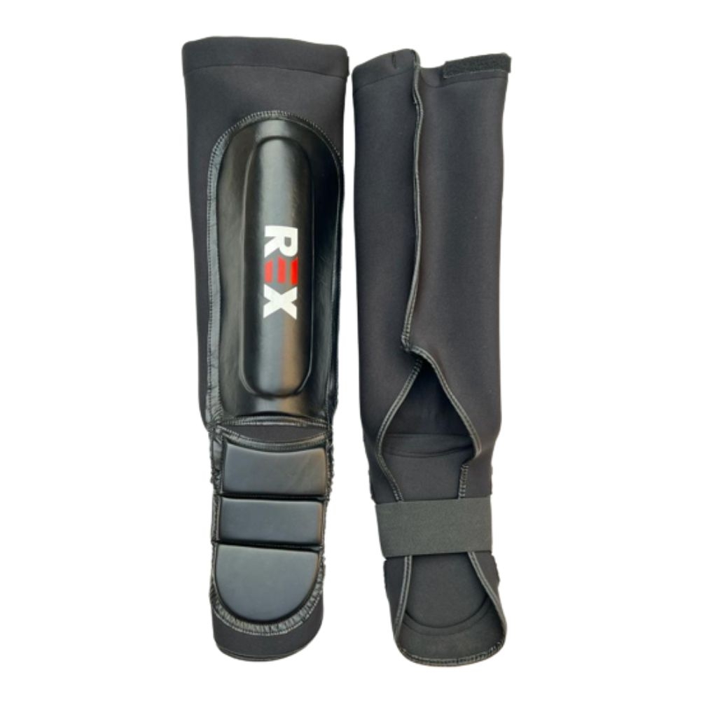 REX Boxing Shin Guards Elasticated Cloth PU Leather Shin Protector