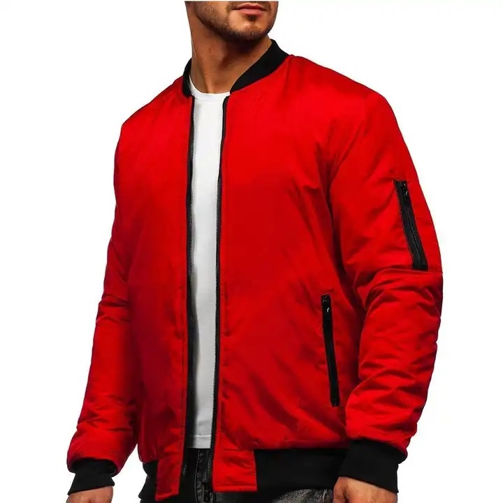 Men Classic Red USA Style Customized Bomber Jacket 