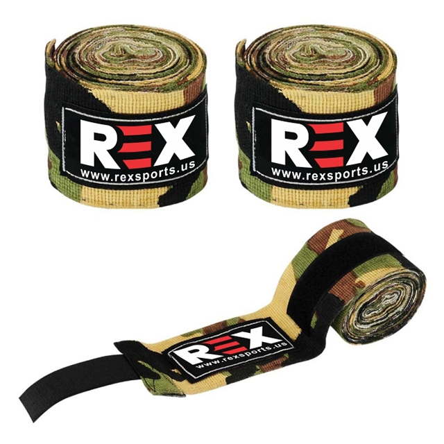 Camo Flag REX Boxing Hand Wrap Leone Green Camo Semi-Elastic Hand Wraps