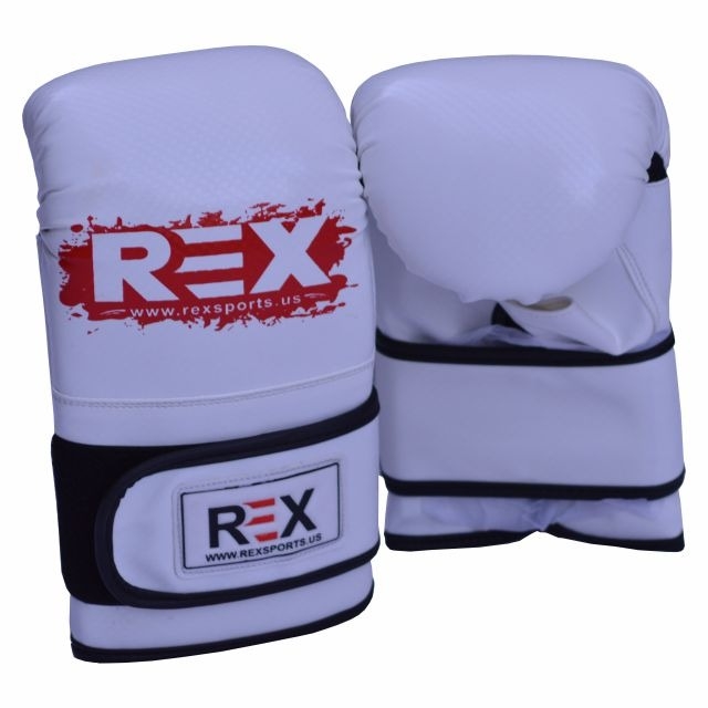 Boxing Punching Bag Mitts Gloves REX PU Leather White Boxing Heavy Bag Gloves 2