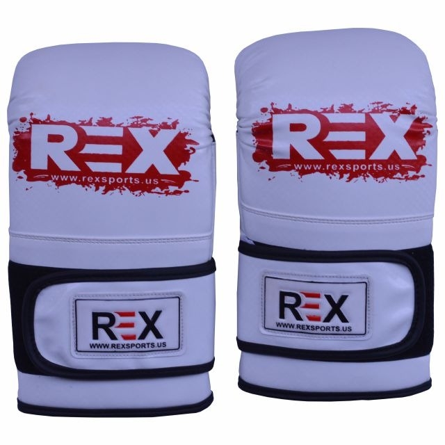 Boxing Punching Bag Mitts Gloves REX PU Leather White Boxing Heavy Bag Gloves 3