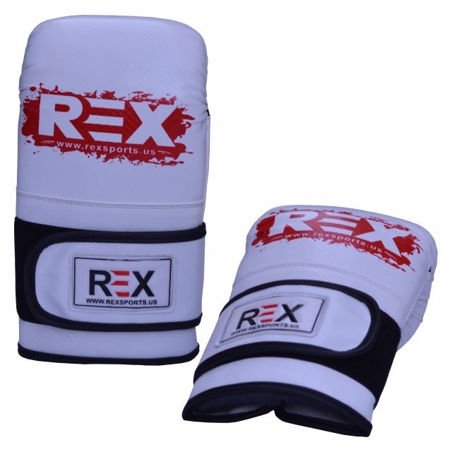 Boxing Punching Bag Mitts Gloves REX PU Leather White Boxing Heavy Bag Gloves 4