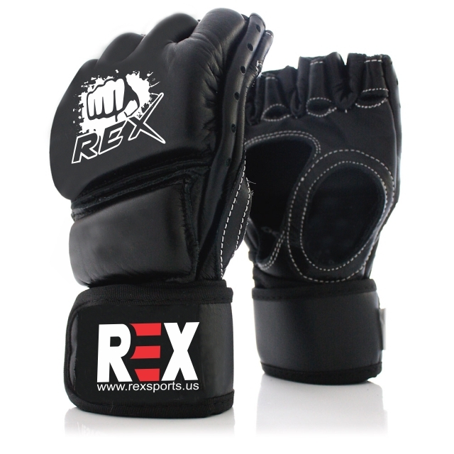 MMA Sparring Gloves Professional Black DX Maya Hide Leather Grappling Gloves 3