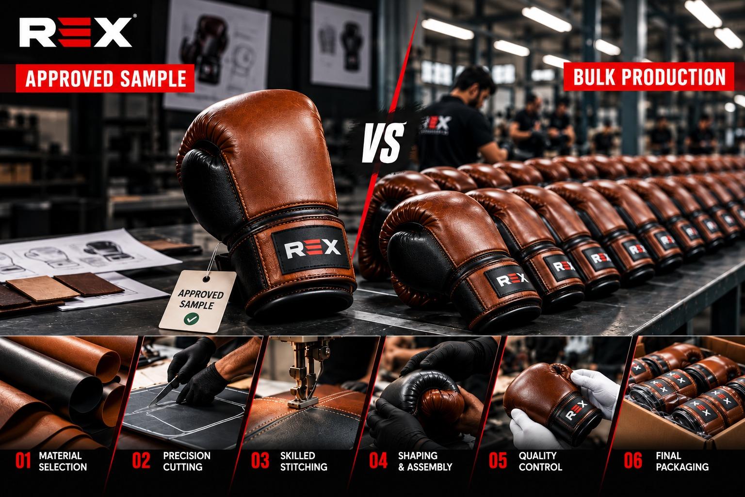 Approved Sample vs Bulk Production: How Boxing Brands Keep Every Glove Consistent