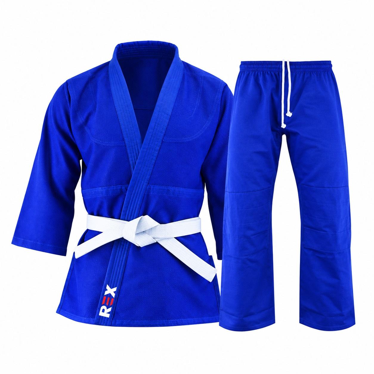 Custom Blue Judo Uniform (Judogi) with Pants & White Belt | REX Sports