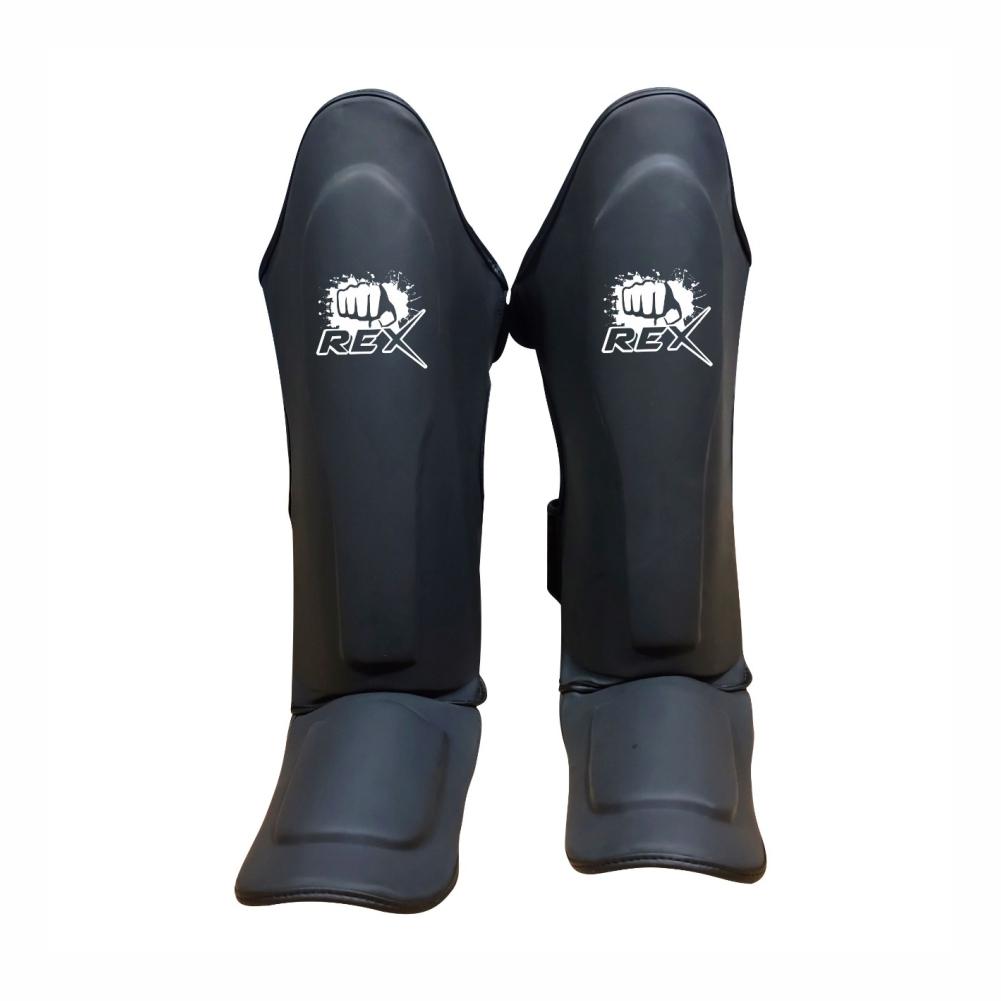 New PU Leather Matt Black MMA Shin Guards – Leg & Shin Pads