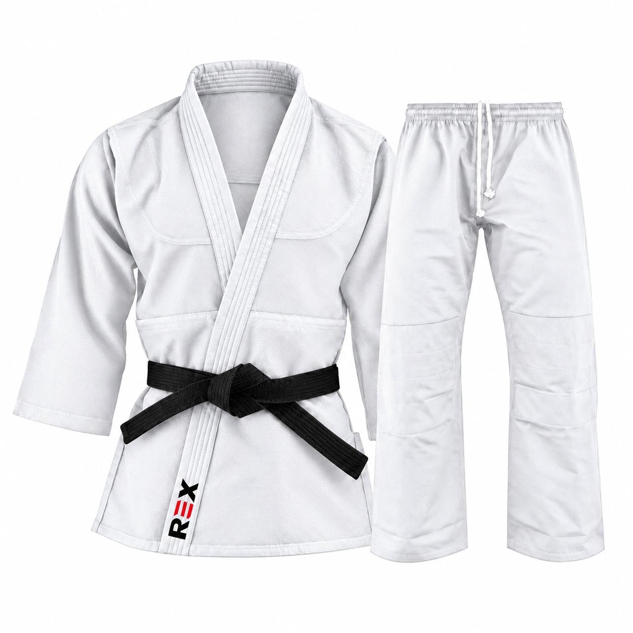 Premium White Judo Gi with Black Belt for Martial Arts Brands | REX Sports