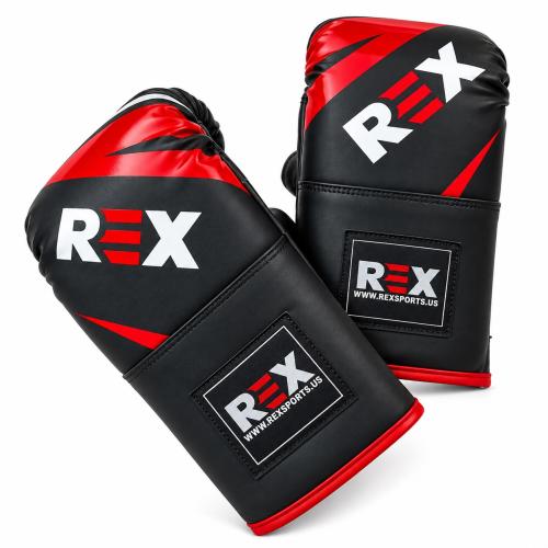 REX Black Artificial Leather Boxing Gloves Bag Mitts For Training