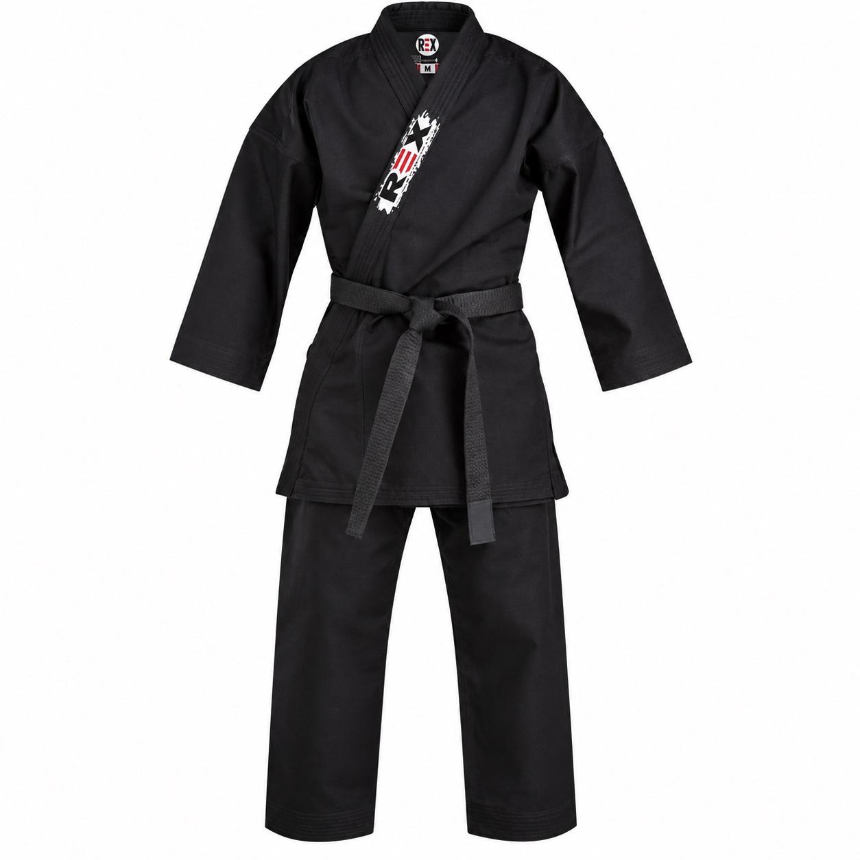 REX Black Canvas Martial Arts Kimono Karate Uniform Kyokushin Karate Gi