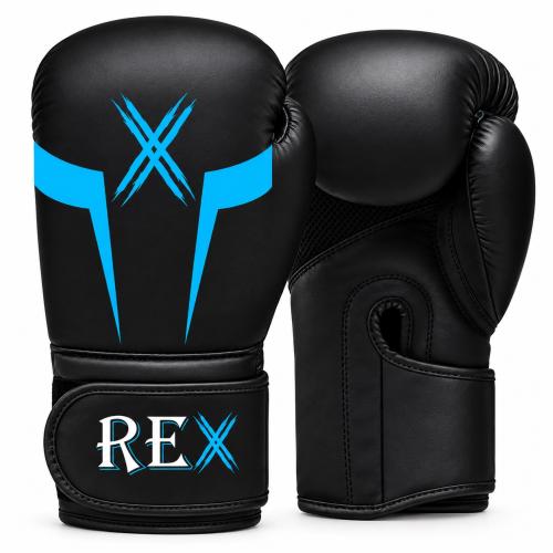 REX Black Cowhide Leather Boxing Training Gloves
