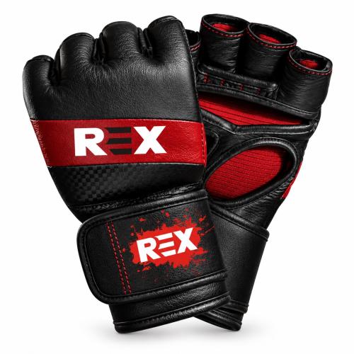 REX Black UFC Training MMA Gloves – Cowhide Leather Machine Molded Fight Gloves