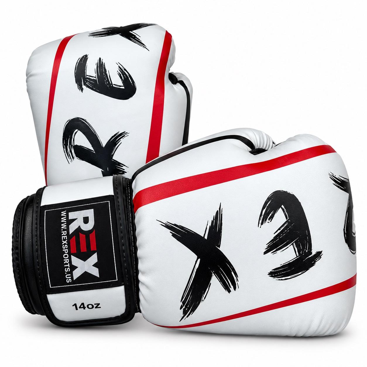 REX Custom Printed Twins Model Leather Boxing Gloves