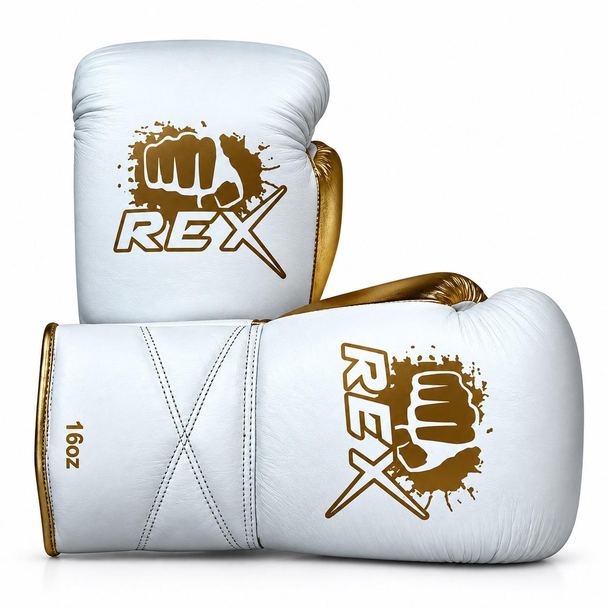 REX Fly Model Genuine Cowhide Leather Lace-Up Boxing Gloves
