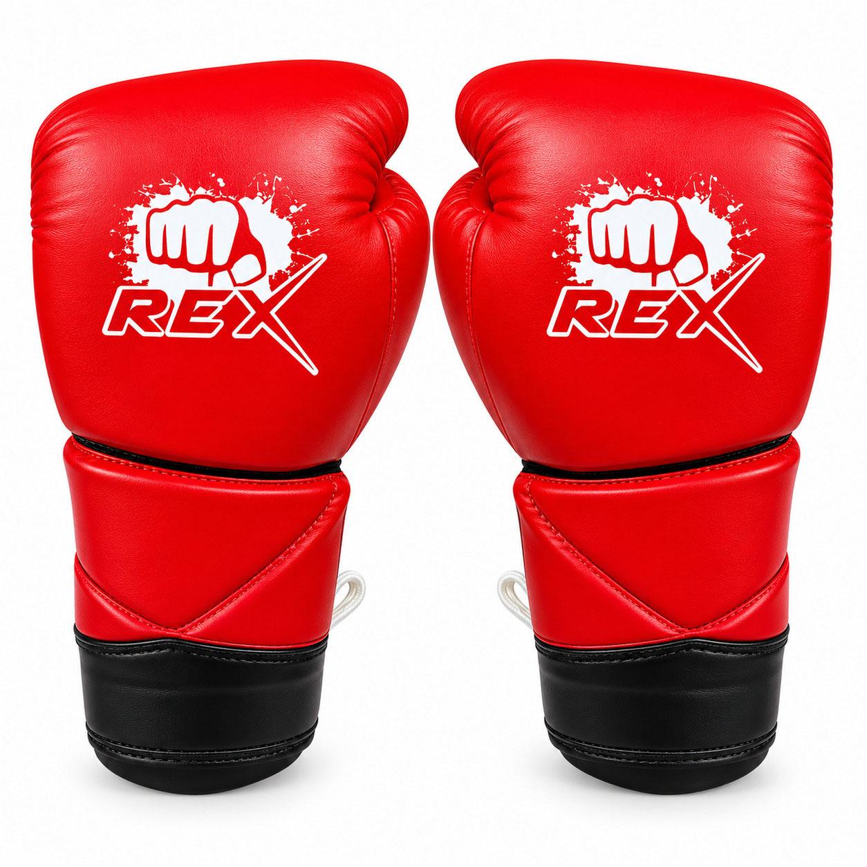 REX Genuine Cowhide Leather Lace-Up Boxing Gloves