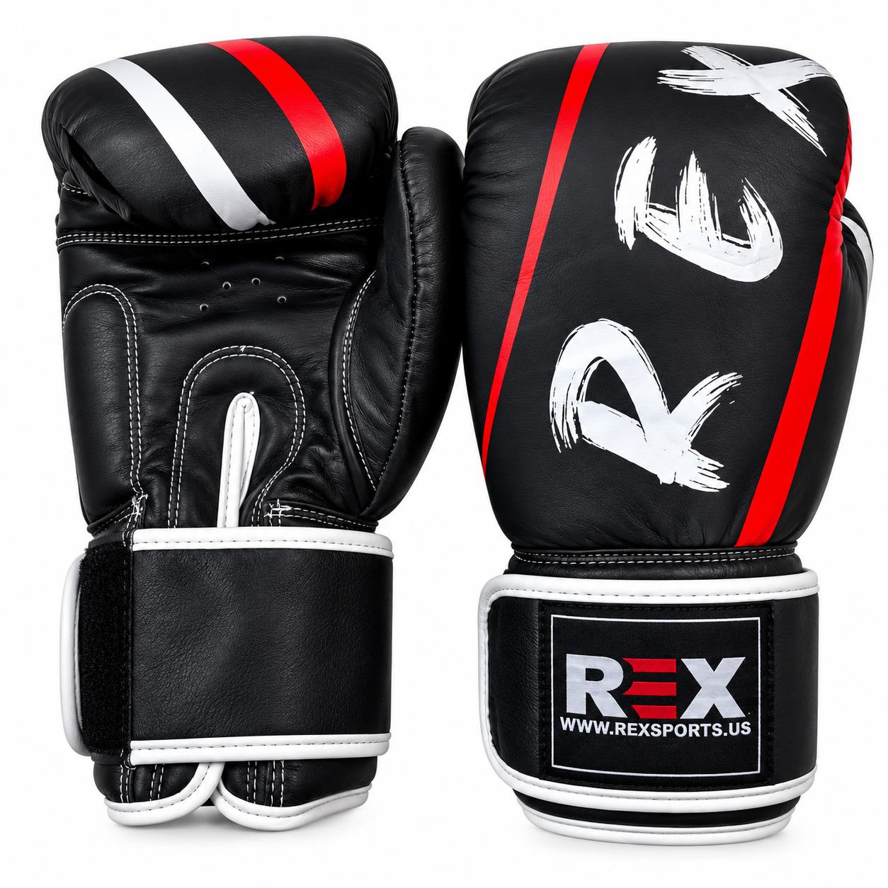 REX Matt Black Boxing Gloves with Custom Printing