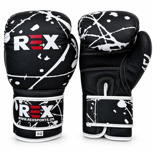 REX Matt Black Custom Printed  Boxing Gloves
