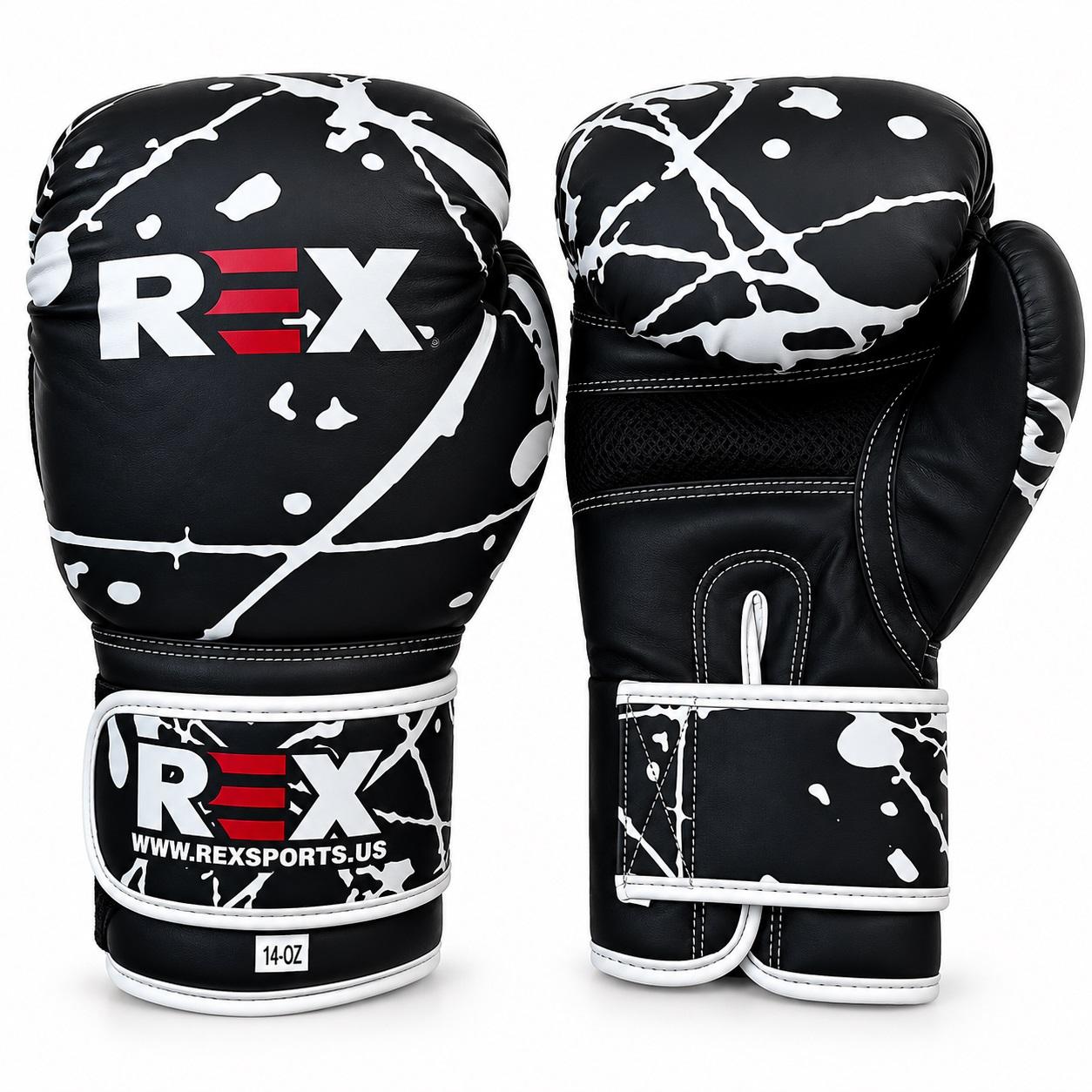 REX Matt Black Custom Printed  Boxing Gloves