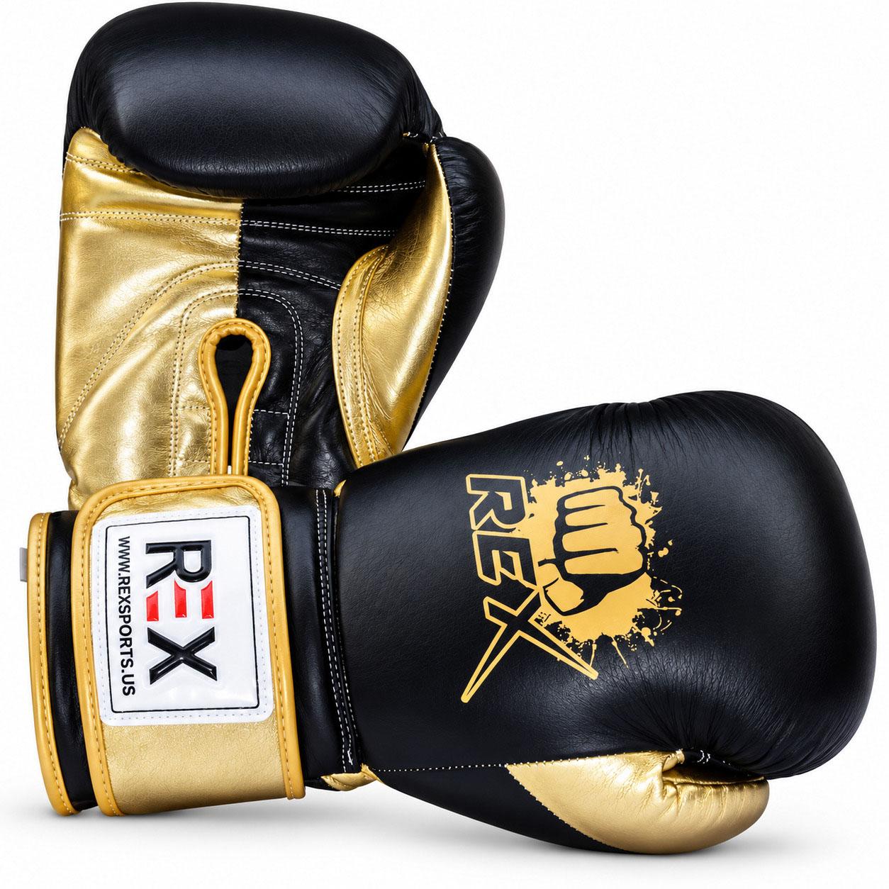 REX Pro Fight Black & Gold Boxing Gloves