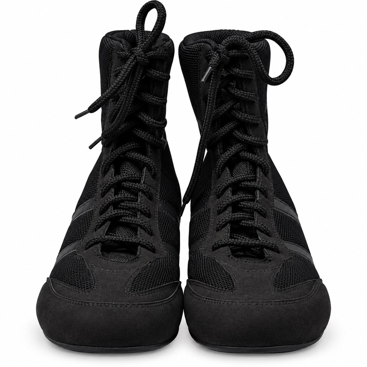 REX Professional Black Amara Leather Boxing Shoes