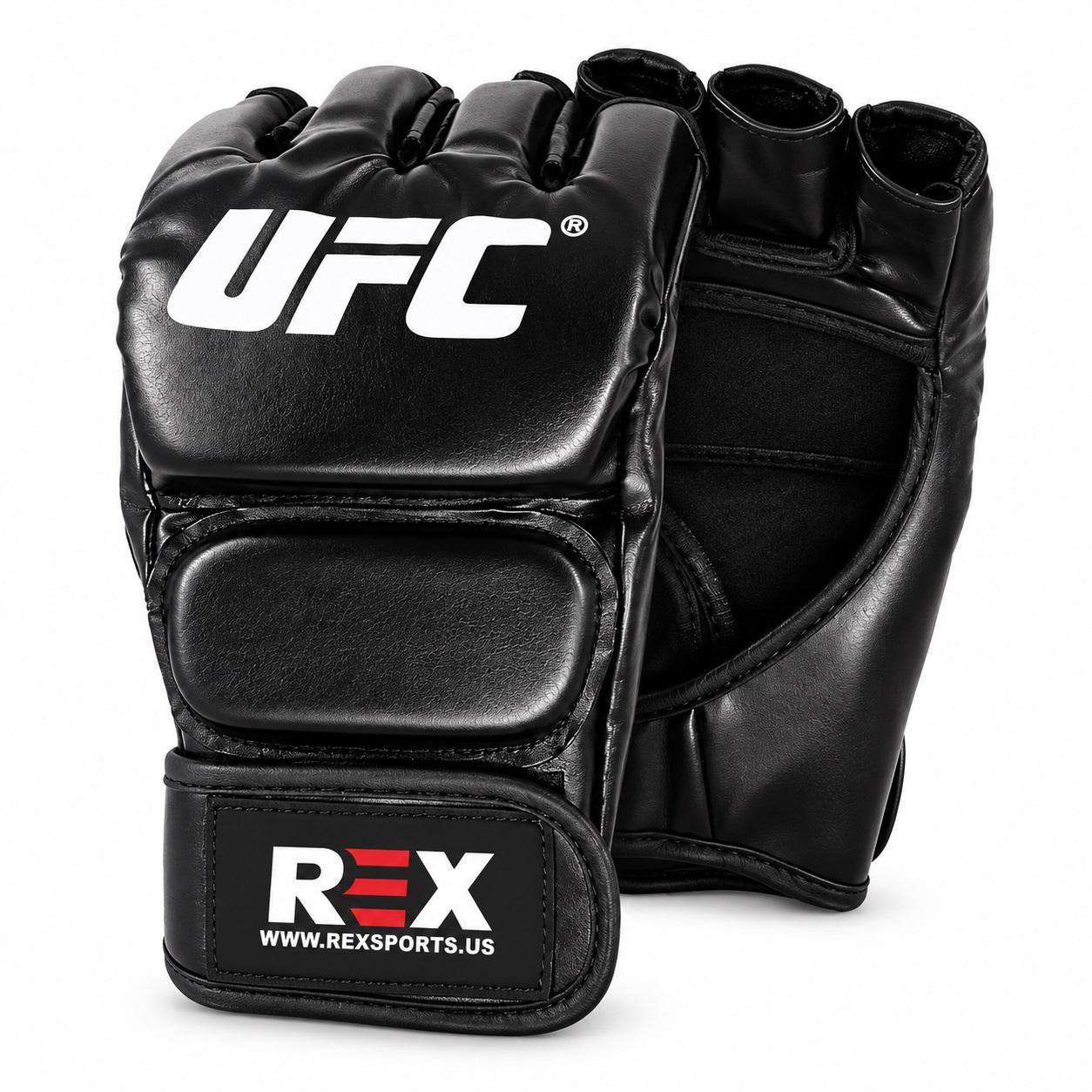 REX UFC Half-Finger MMA Gloves – Genuine Cowhide Leather Bellator Gloves
