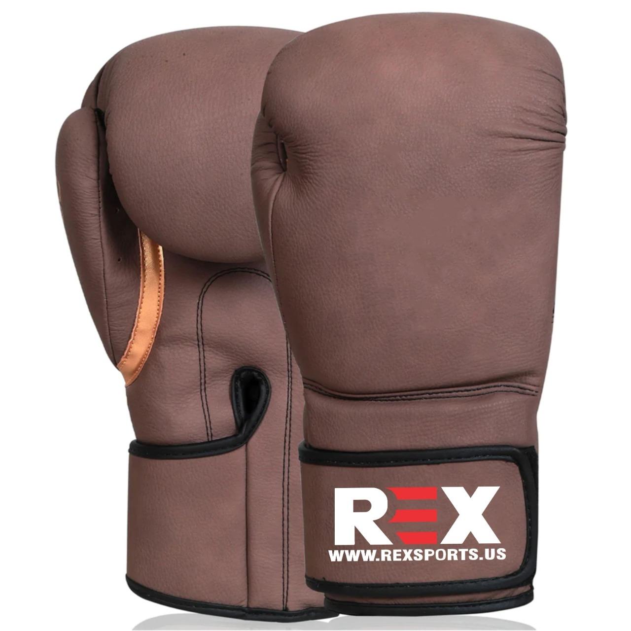 REX Vintage Brown Genuine Leather Boxing Gloves