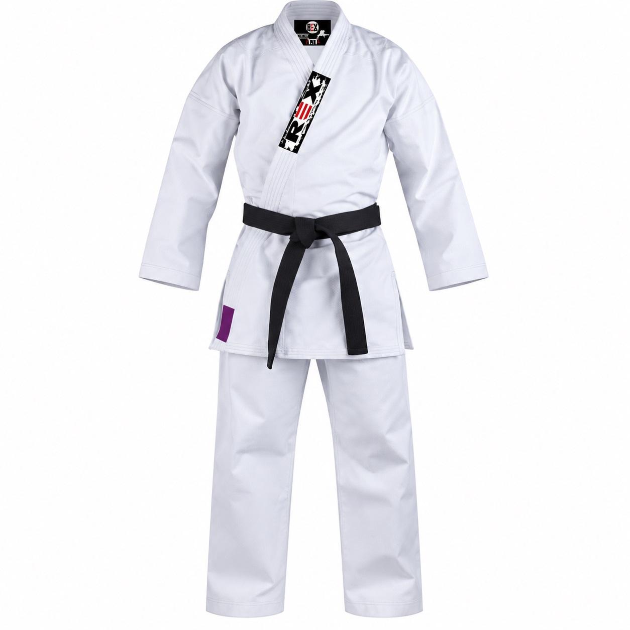 REX White Karate Canvas Uniform for Kids & Adults Lightweight Karate Gi with Belt