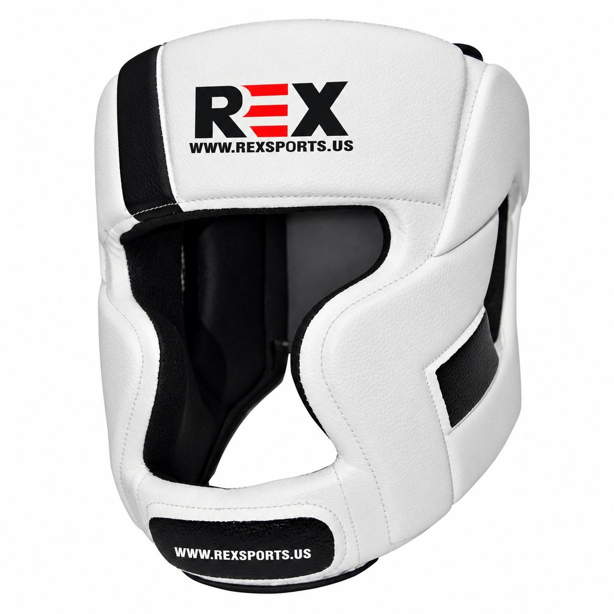 REX White PU MMA Boxing Head Guard