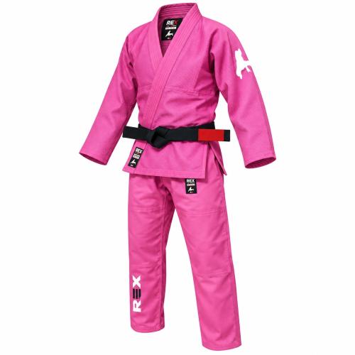 REX Women’s BJJ Uniform Pink 350 GSM Pearl Weave Cotton Martial Arts Kimono