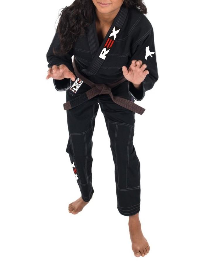 REX Women’s Black BJJ Gi 450 GSM Cotton Brazilian Jiu-Jitsu Kimono